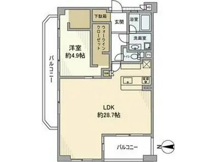 ファミール夙川宮西町(1LDK/3階)の間取り写真