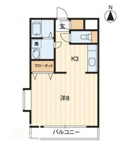 フラワーマンション(1K/2階)の間取り写真