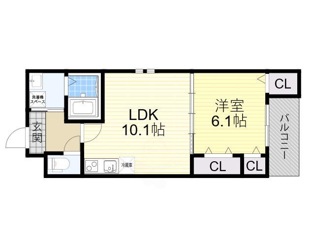 フジパレスエンⅢ号館(1LDK/1階)の間取り写真