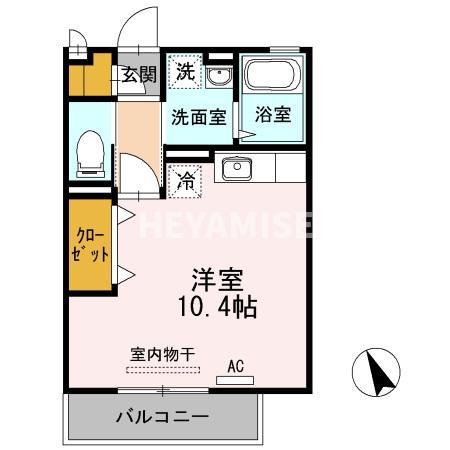 シエルガーデン(ワンルーム/2階)の間取り写真