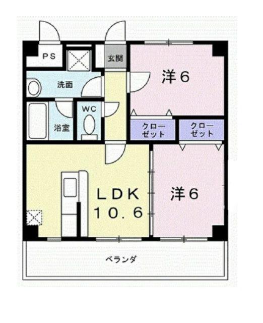 中島マンション(2LDK/2階)の間取り写真