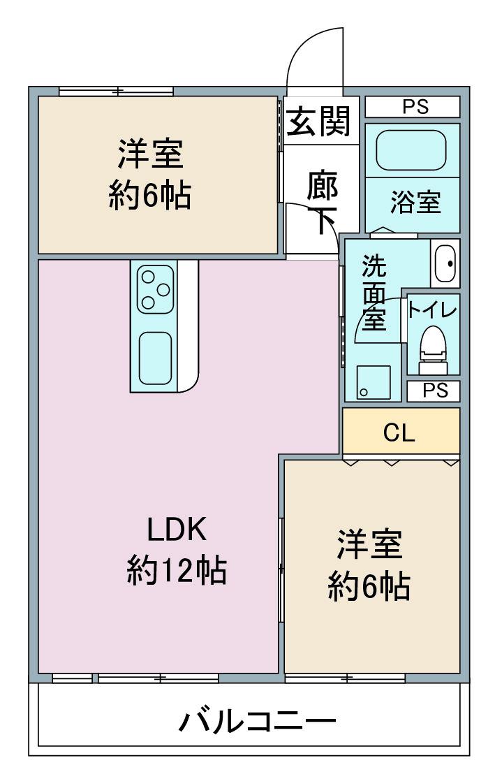 サンシャイン村瀬(2LDK/3階)の間取り写真
