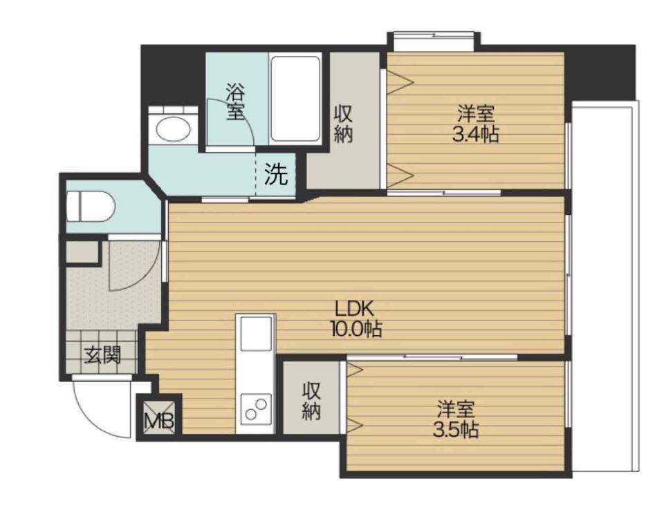小川町庚子館(2LDK/9階)の間取り写真
