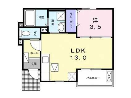 ベルチェ ドマーニ(1LDK/1階)の間取り写真