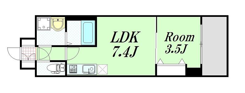 レオンコンフォート新大阪ウインズ(1DK/7階)の間取り写真