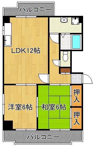 クレベール八千代(2LDK/2階)の間取り写真
