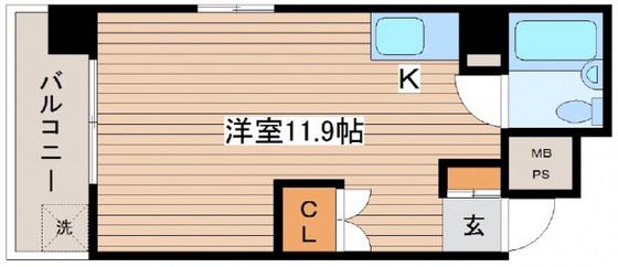 メゾン小河内(ワンルーム/2階)の間取り写真