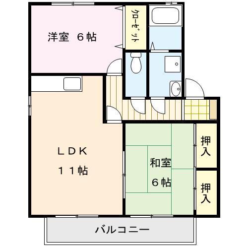 シャルムIV(2LDK/1階)の間取り写真