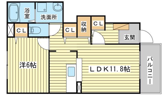 ベル池ノ下(1LDK/1階)の間取り写真