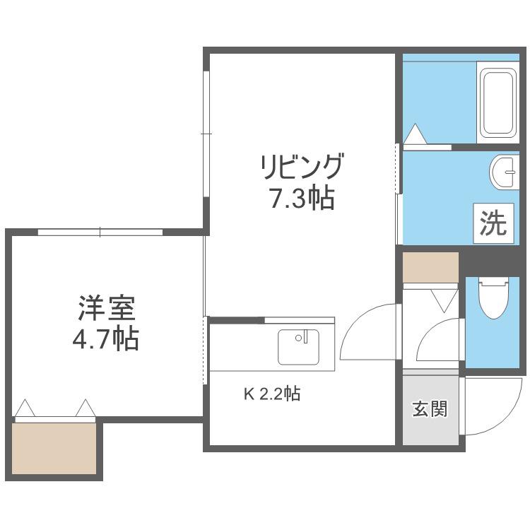 ENCHANT S-VILLAGE16N(1DK/4階)の間取り写真