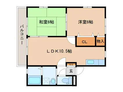 シティハイム アーバンフラッツ(2LDK/1階)の間取り写真