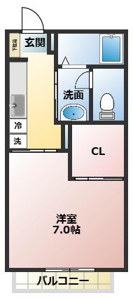グランシード(1K/2階)の間取り写真