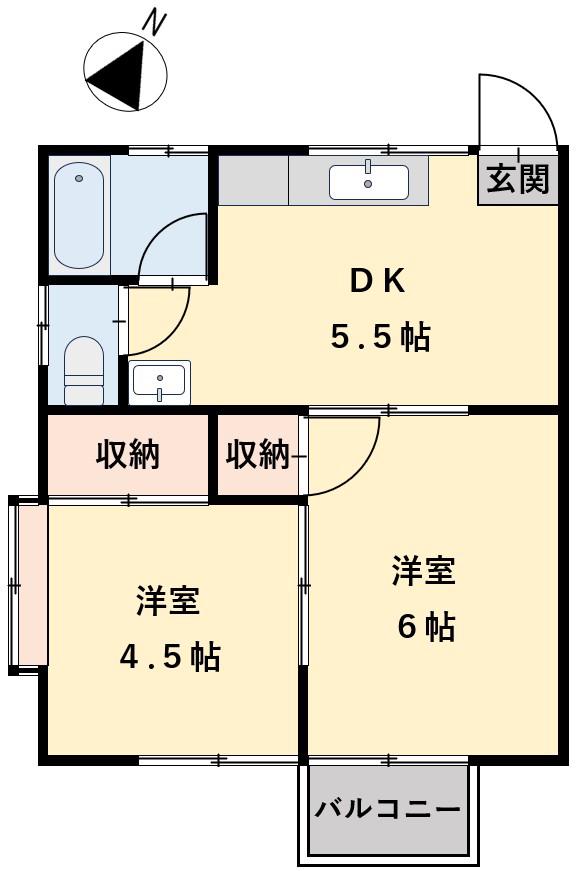 味野コーポ(2DK/2階)の間取り写真