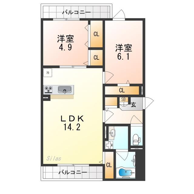 D-RESIDENCE西野A棟(2LDK/3階)の間取り写真