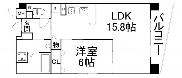 ビラージュプラム(1LDK/6階)の間取り写真
