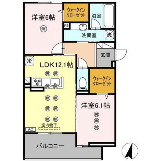 フィオーレ(2LDK/3階)の間取り写真