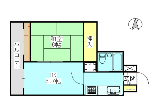 ダイアパレス高田本町(1DK/10階)の間取り写真