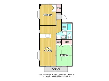 サウスフィールドC棟(2LDK/1階)の間取り写真