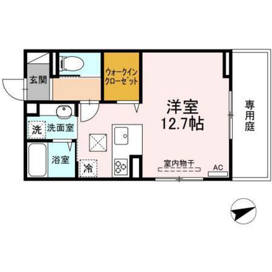 アリエッタ(ワンルーム/1階)の間取り写真