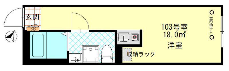 ミント杉田(ワンルーム/1階)の間取り写真