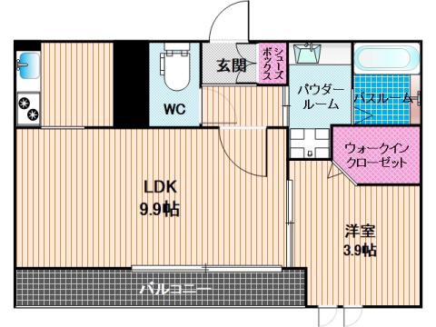 ディールーム大橋(1LDK/1階)の間取り写真
