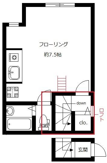 ウィンズパレ浜田山(ワンルーム/2階)の間取り写真