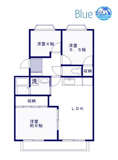 シャトレー鵠沼(3LDK/2階)の間取り写真