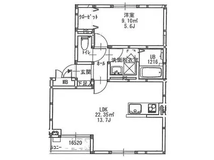 ジュネス(1LDK/1階)の間取り写真