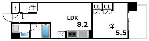 ワコーレ新神戸グランビュー(1LDK/13階)の間取り写真