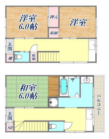 高寺アパート(3DK/1階)の間取り写真