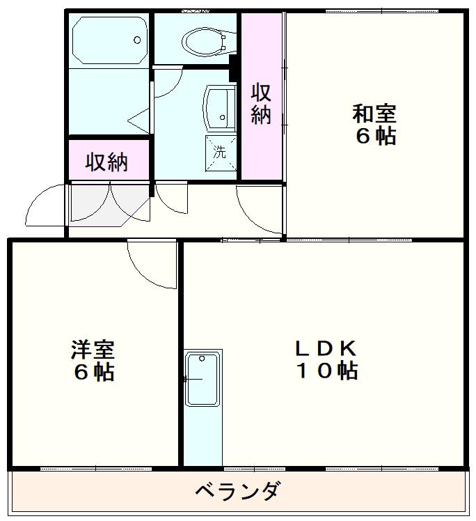 コーポサンライズB(2LDK/3階)の間取り写真