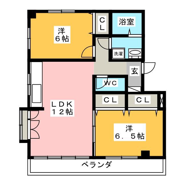 サウスビラミヤ(2LDK/2階)の間取り写真