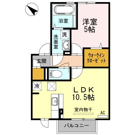 フェアプラッツA棟(1LDK/1階)の間取り写真