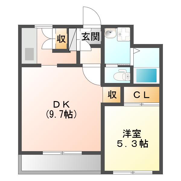 エターナル下見(1DK/3階)の間取り写真