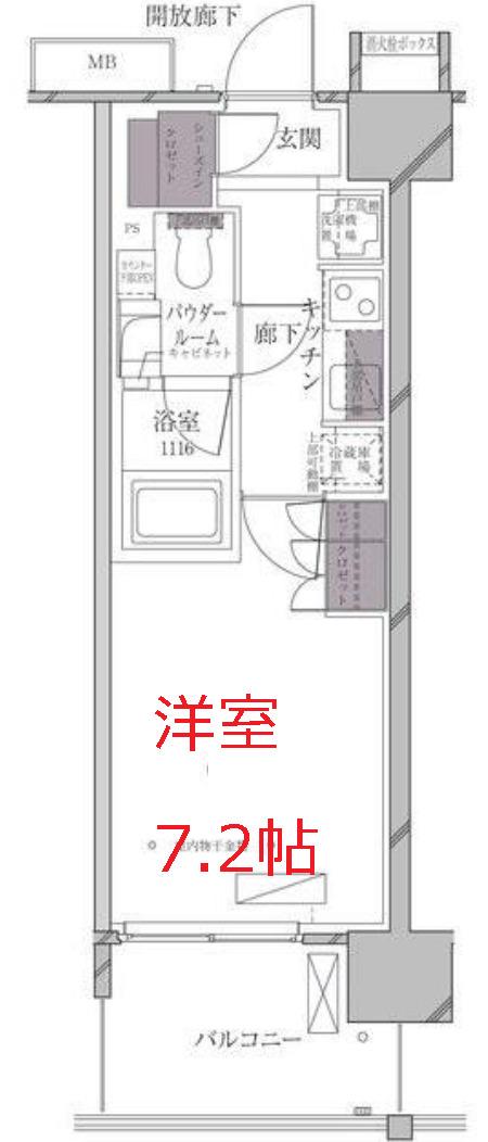 A-STANDARD芝浦(1K/8階)の間取り写真