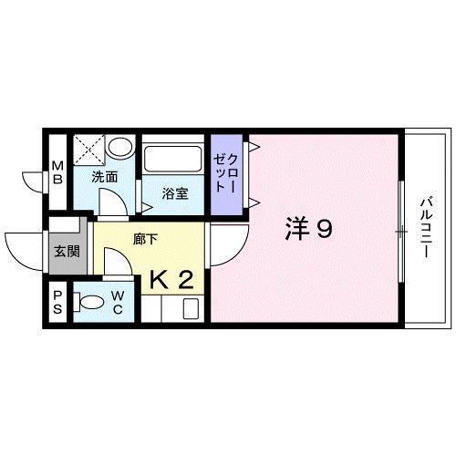 ボナール(1K/1階)の間取り写真