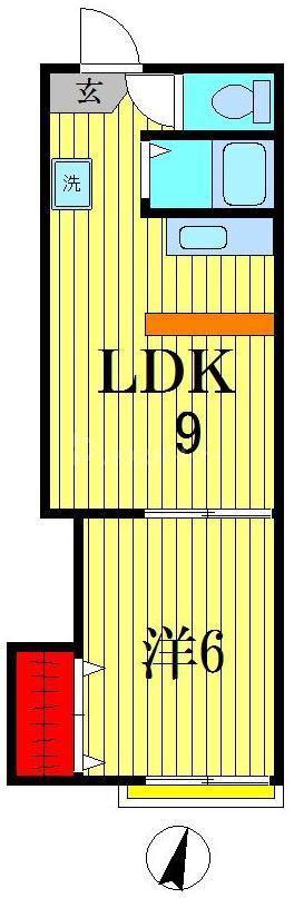 叶コーポ(1LDK/1階)の間取り写真