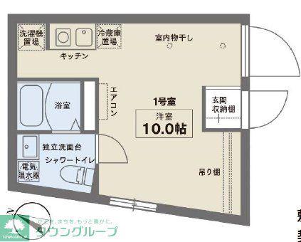 COCOFLAT笹塚II(ワンルーム/1階)の間取り写真