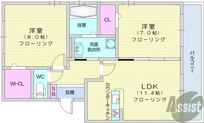 サン・ノレッジ(2LDK/1階)の間取り写真