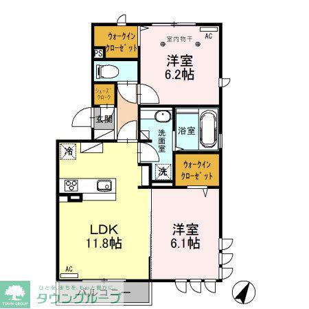 ロイジョントパークスレイクタウン II L(2LDK/2階)の間取り写真
