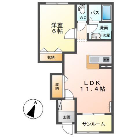 メゾン・ド・ルネ(1LDK/1階)の間取り写真