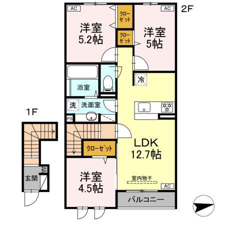 ベラ フェリシア(3LDK/2階)の間取り写真