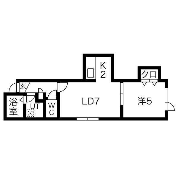 プルメリア若葉(1LDK/2階)の間取り写真