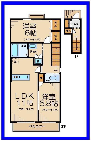 サニーコート武蔵野(2LDK/2階)の間取り写真