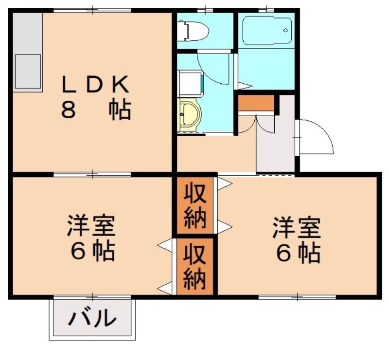 フォーレスト中尾(2LDK/1階)の間取り写真