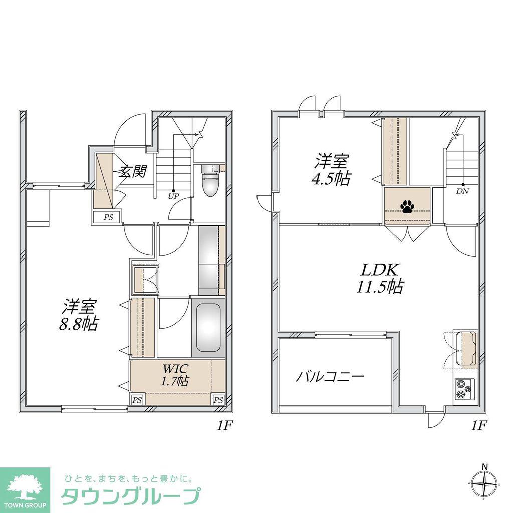 GLUCK HAUS(2LDK/1階)の間取り写真