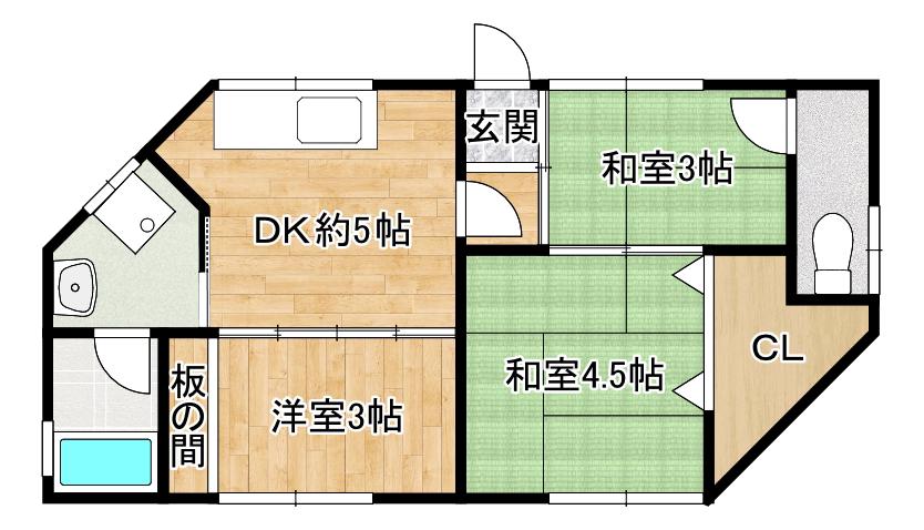 COZY板宿(3DK/2階)の間取り写真