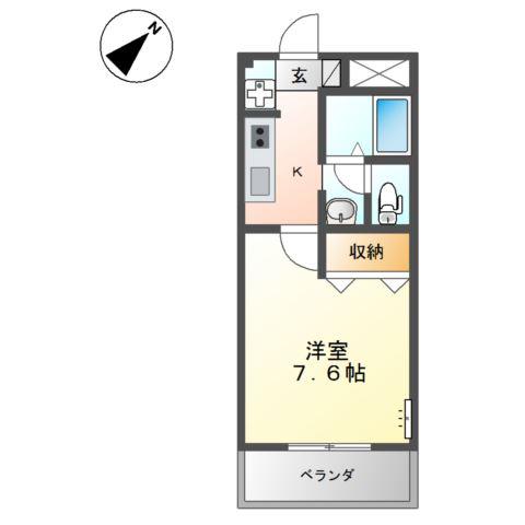 ロイヤルメイセス(1K/1階)の間取り写真