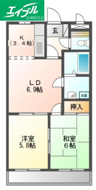 プロニティ マイス(2LDK/1階)の間取り写真