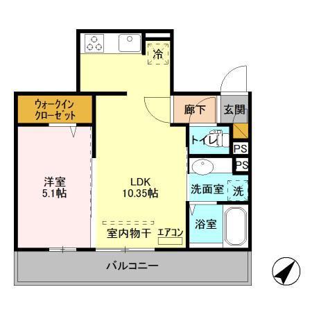 DROOM SAKURA.B(1LDK/3階)の間取り写真